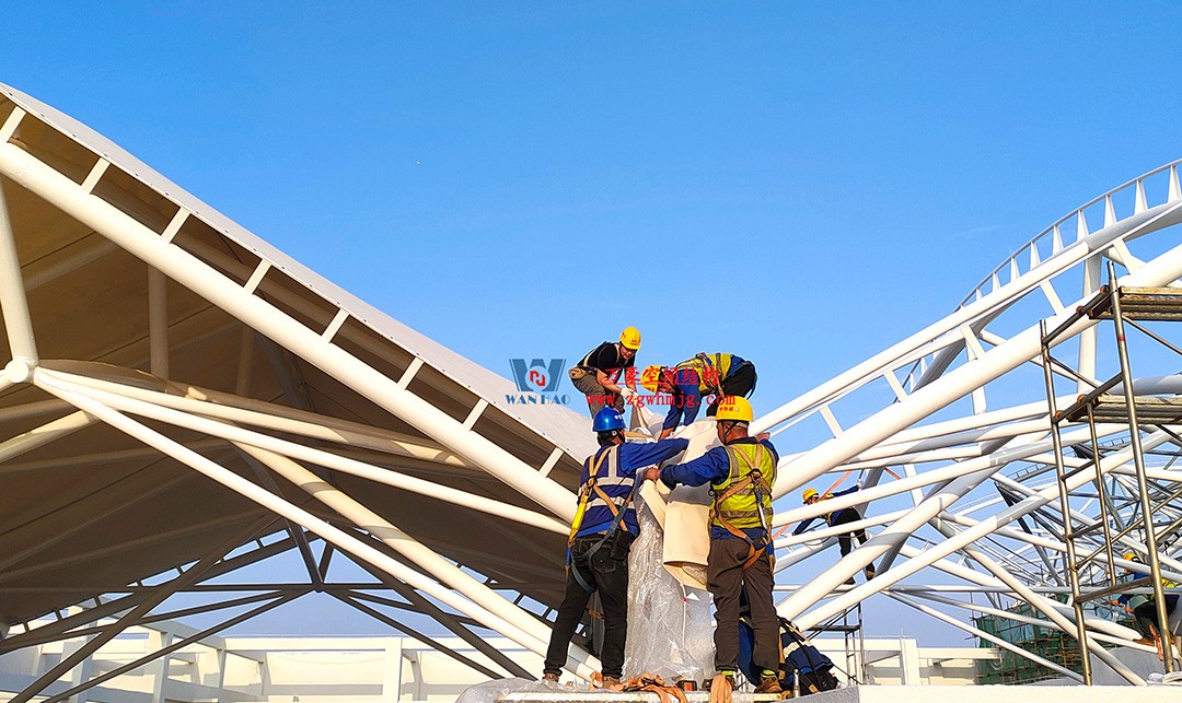 工程進度全速推進，PTFE膜材張拉在即！